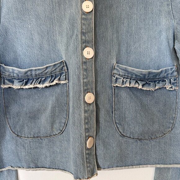 Women's SELVA NEGRA Size S Lucille Jacket, Sea Salt Pockets Ruffle $300 - Picture 4 of 16